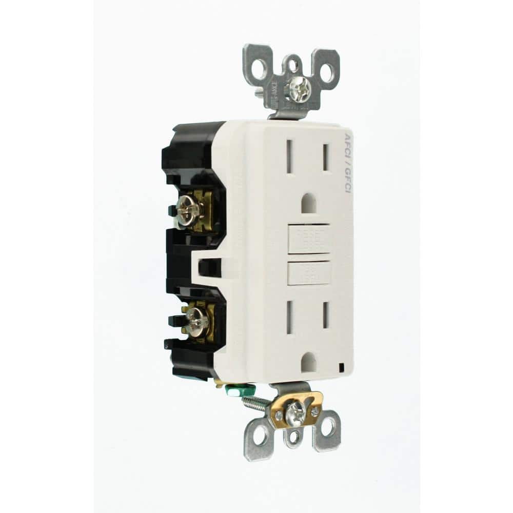 Leviton 15 Amp 125-Volt Duplex Self-Test SmartlockPro Tamper-Resistant AFCI/GFCI Dual Function Outlet, White