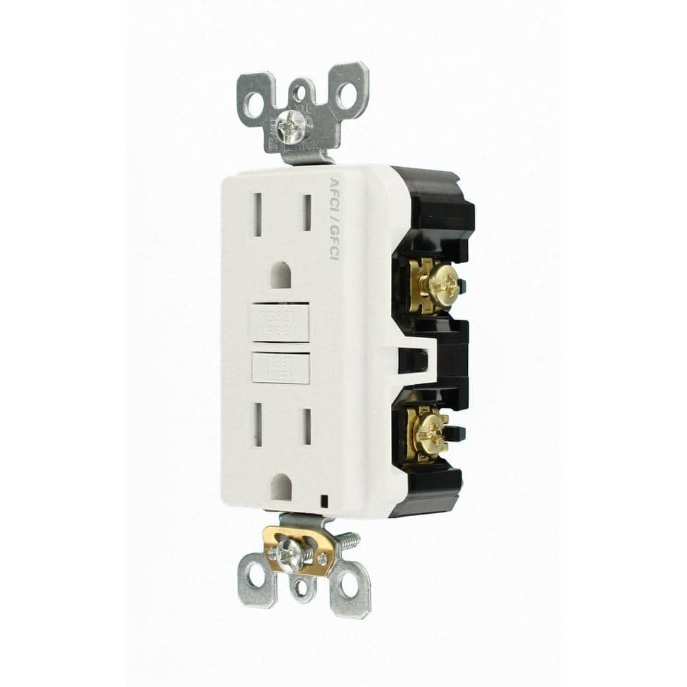 Leviton 15 Amp 125-Volt Duplex Self-Test SmartlockPro Tamper-Resistant AFCI/GFCI Dual Function Outlet, White