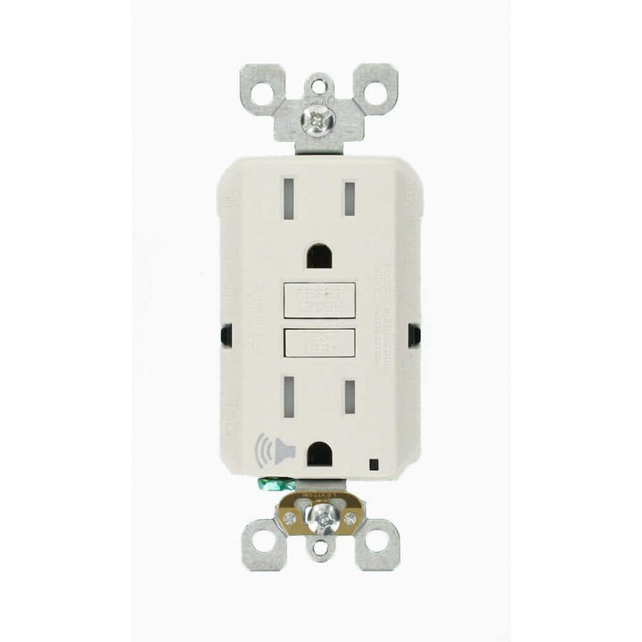 Leviton SmartlockPro 15 Amp 125-Volt Self-Test Tamper-Resistant GFCI Outlet with Audible Trip Alert, White