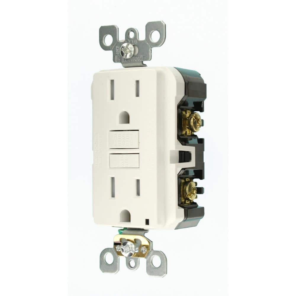Leviton 15 Amp 125-Volt SmartlockPro SmarTest Self-Test Tamper-Resistant Duplex GFCI Outlet, White (GFTR1-KW)