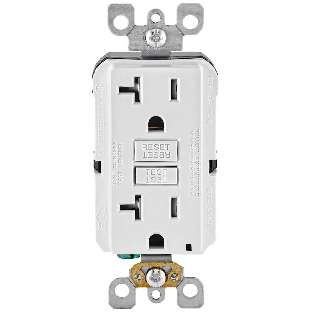 Leviton 20 Amp 125-Volt Duplex SmarTest Self-Test SmartlockPro Tamper-Resistant GFCI Outlet, White