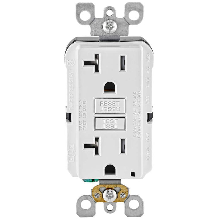 Leviton 20 Amp 125-Volt Duplex SmarTest Self-Test SmartlockPro Tamper-Resistant GFCI Outlet, White