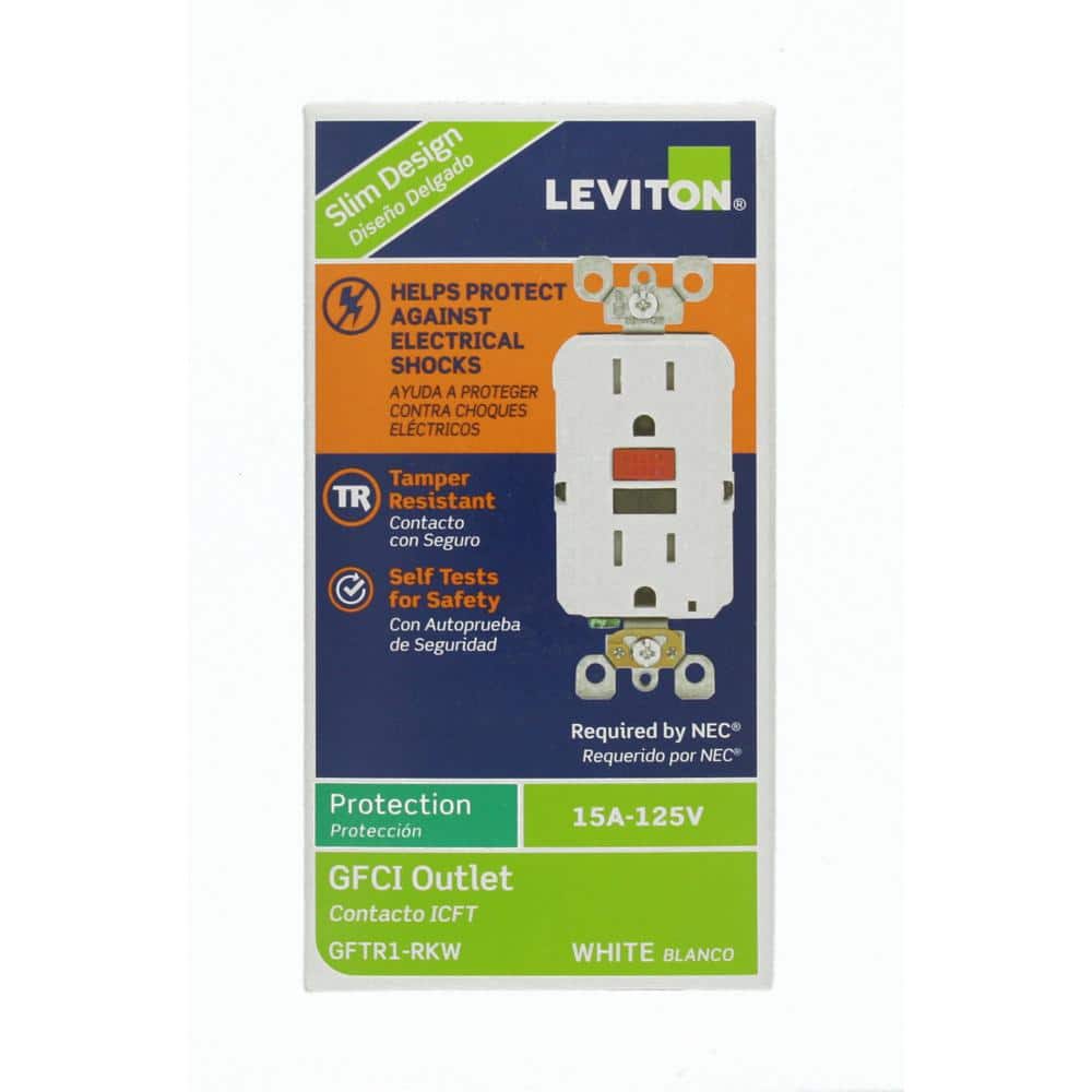 Leviton 15 Amp 125-Volt Self-Test Tamper-Resistant GFCI Outlet, White