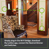 Leviton Decora Smart No-Neutral Dimmer & Wi-Fi Bridge Kit for Older Homes Without a Neutral Wire