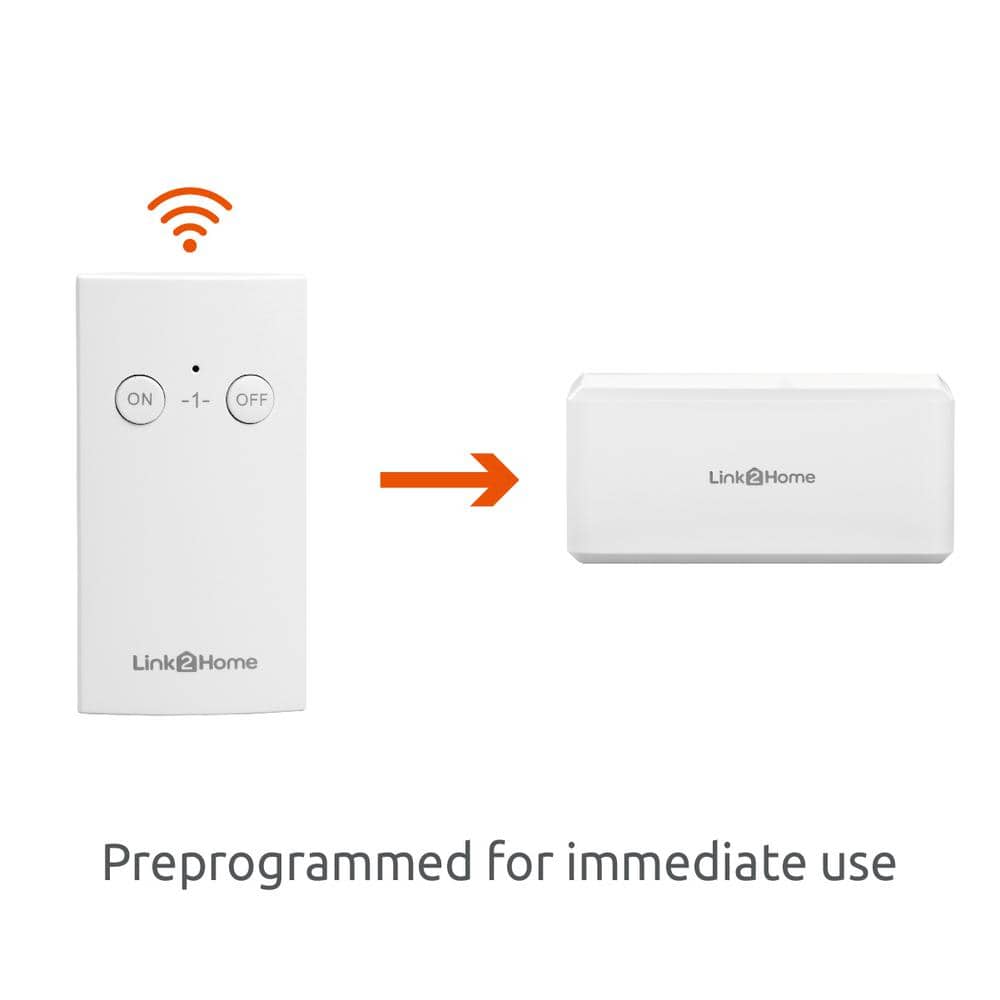 Link2Home Wireless Indoor Remote Control Outlet Switch with 1 RCV and 1 Remote