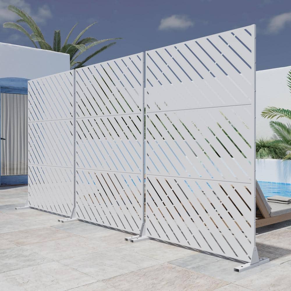 Lirago 72 in. H x 47 in. W White Outdoor Metal Privacy Screen Garden Fence Wall Applique