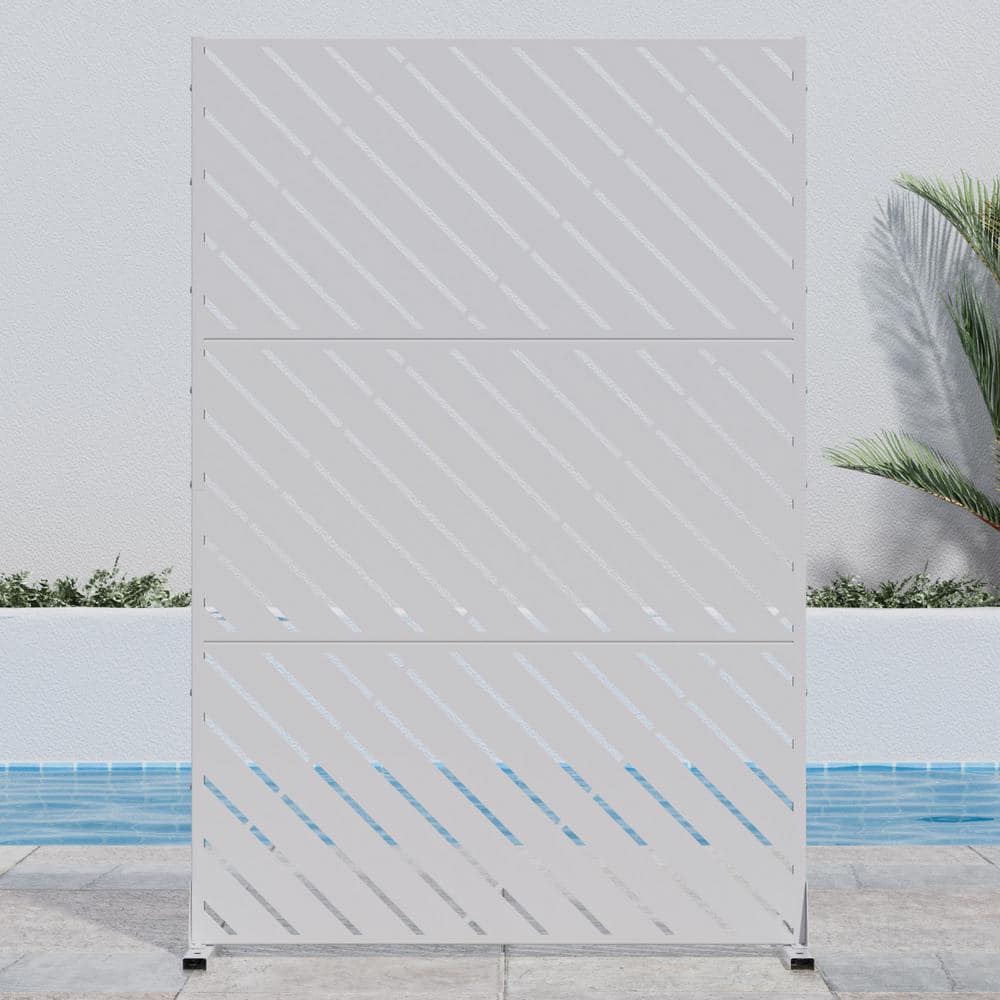 Lirago 72 in. H x 47 in. W White Outdoor Metal Privacy Screen Garden Fence Wall Applique