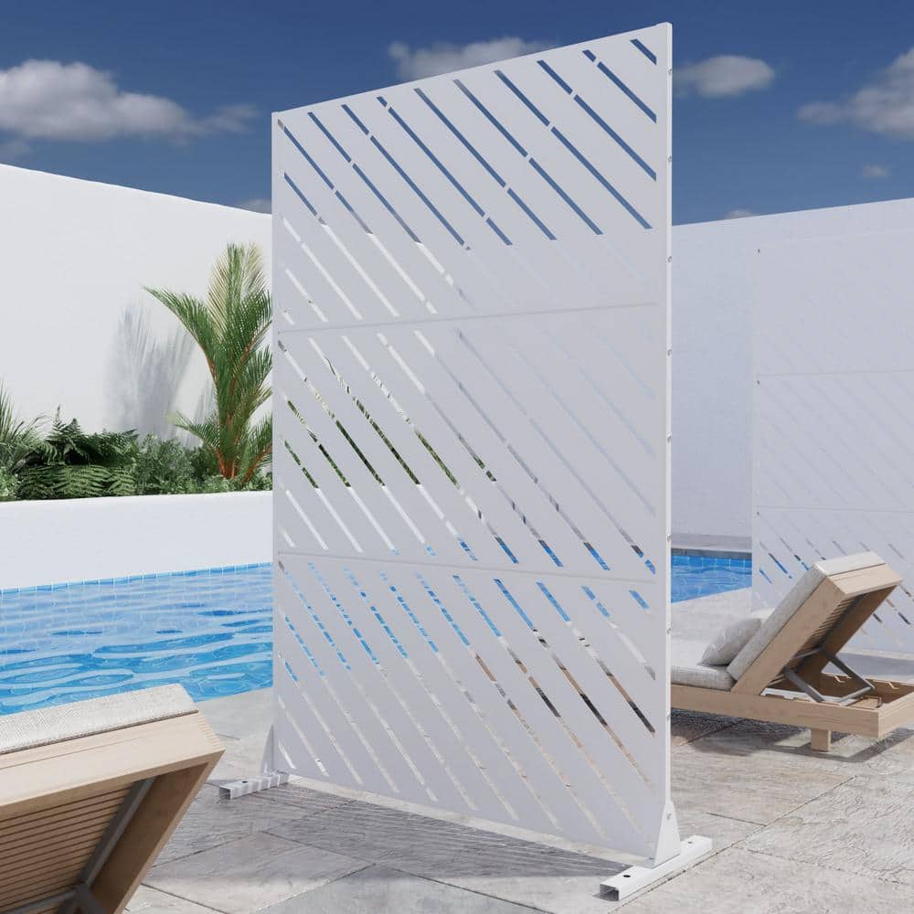 Lirago 72 in. H x 47 in. W White Outdoor Metal Privacy Screen Garden Fence Wall Applique