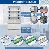 LISSIMO 31.50 in. W x 70.87 in. H x 15.75 in. D 2 Adjustable Shelves Steel Freestanding Cabinet with 2 Drawers and Lock in White