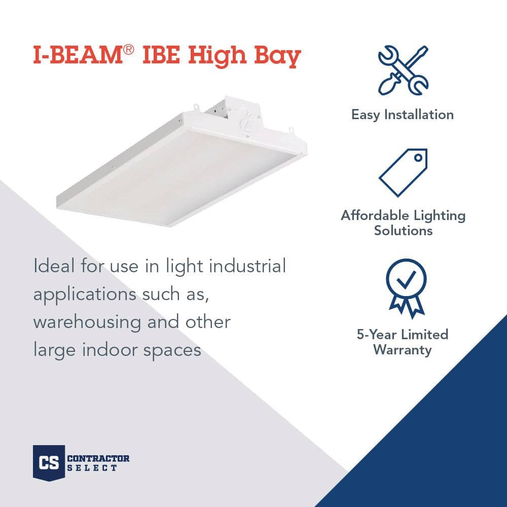 Lithonia Lighting Contractor Select I-Beam 2 ft. 250-Watt Equivalent Integrated LED Dimmable White High Bay Light Fixture, 5000K