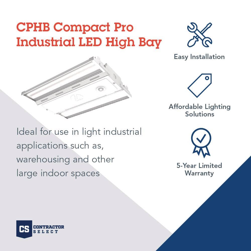 Lithonia Lighting Contractor Select CPHB 1.2 ft. 175-Watt Equivalent Integrated LED Dimmable White High Bay Light, 5000K