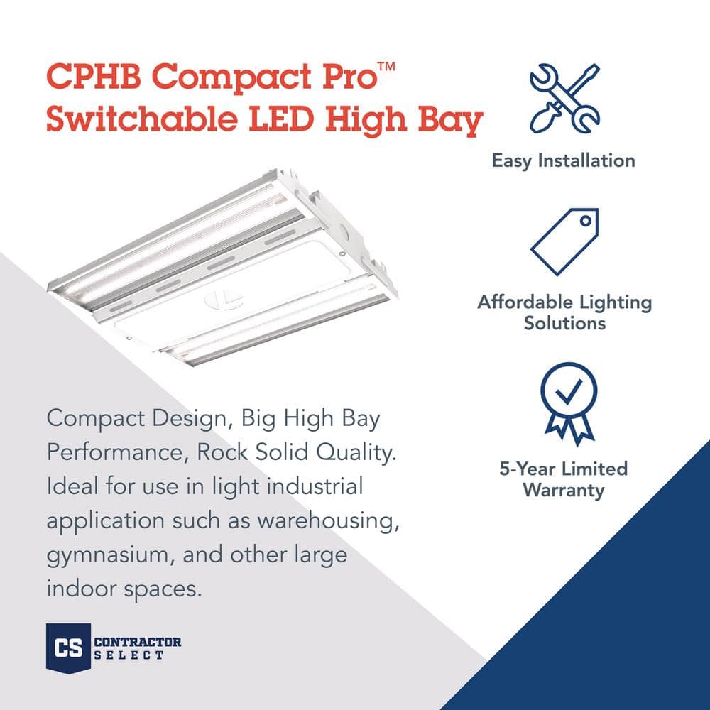 Lithonia Lighting Contractor Select CPHB 1.9 ft. 575-Watt Equivalent Adjustable Lumen and CCT Integrated LED Dimmable White High Bay Light