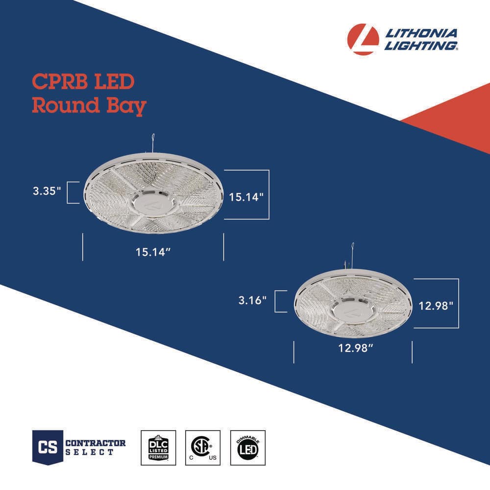 Lithonia Lighting Contractor Select CPRB 250-Watt Equivalent Integrated LED White High Bay Light Fixture, 4000K
