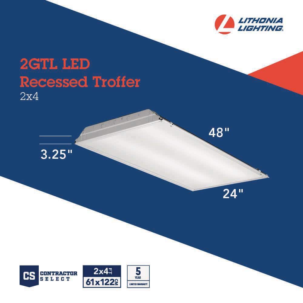 Lithonia Lighting Contractor Select GT 2 ft. x 4 ft. Integrated LED 4000 Lumens 4000K 120V Commercial Grade Recessed Troffer