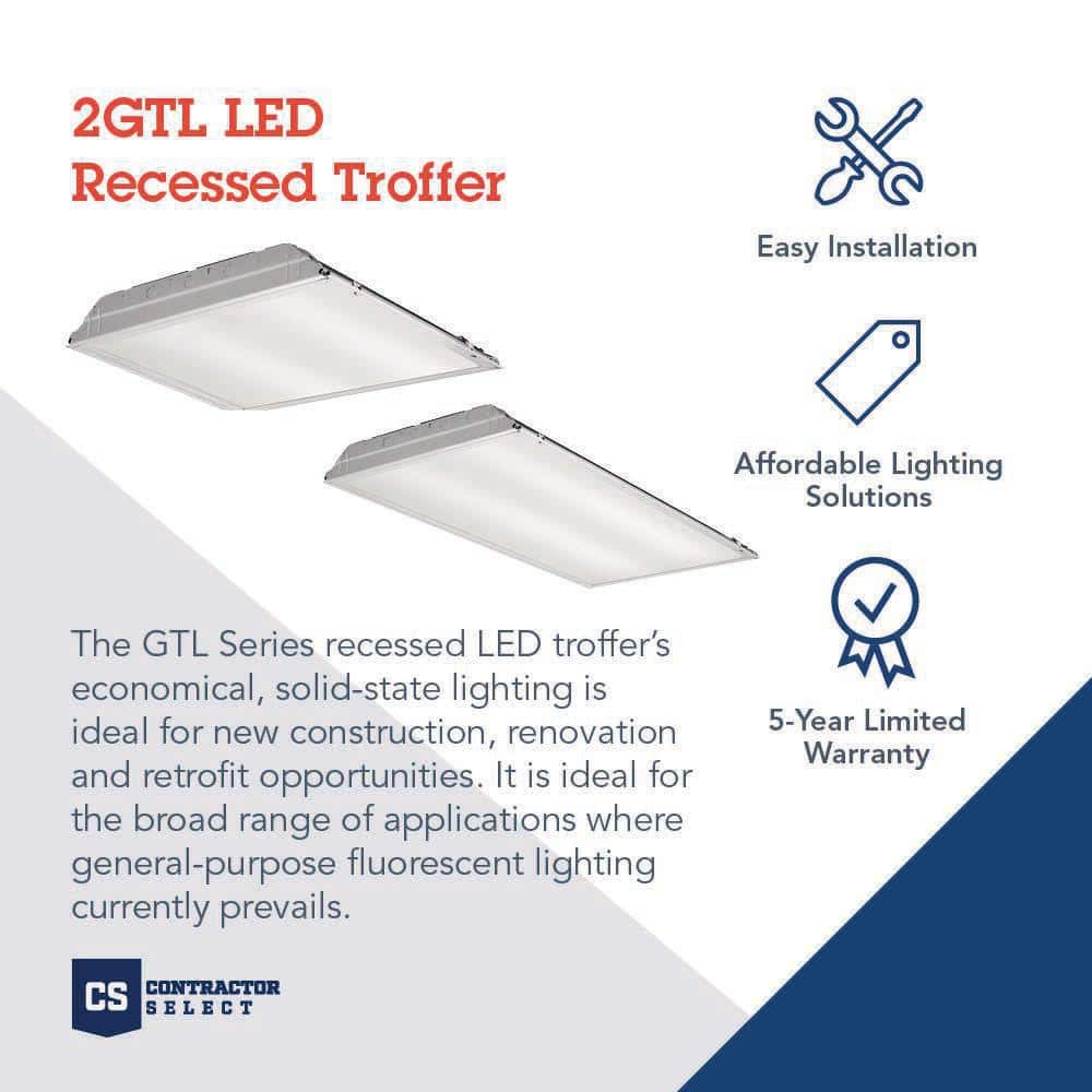 Lithonia Lighting Contractor Select GT 2 ft. x 4 ft. Integrated LED 4000 Lumens 4000K 120V Commercial Grade Recessed Troffer