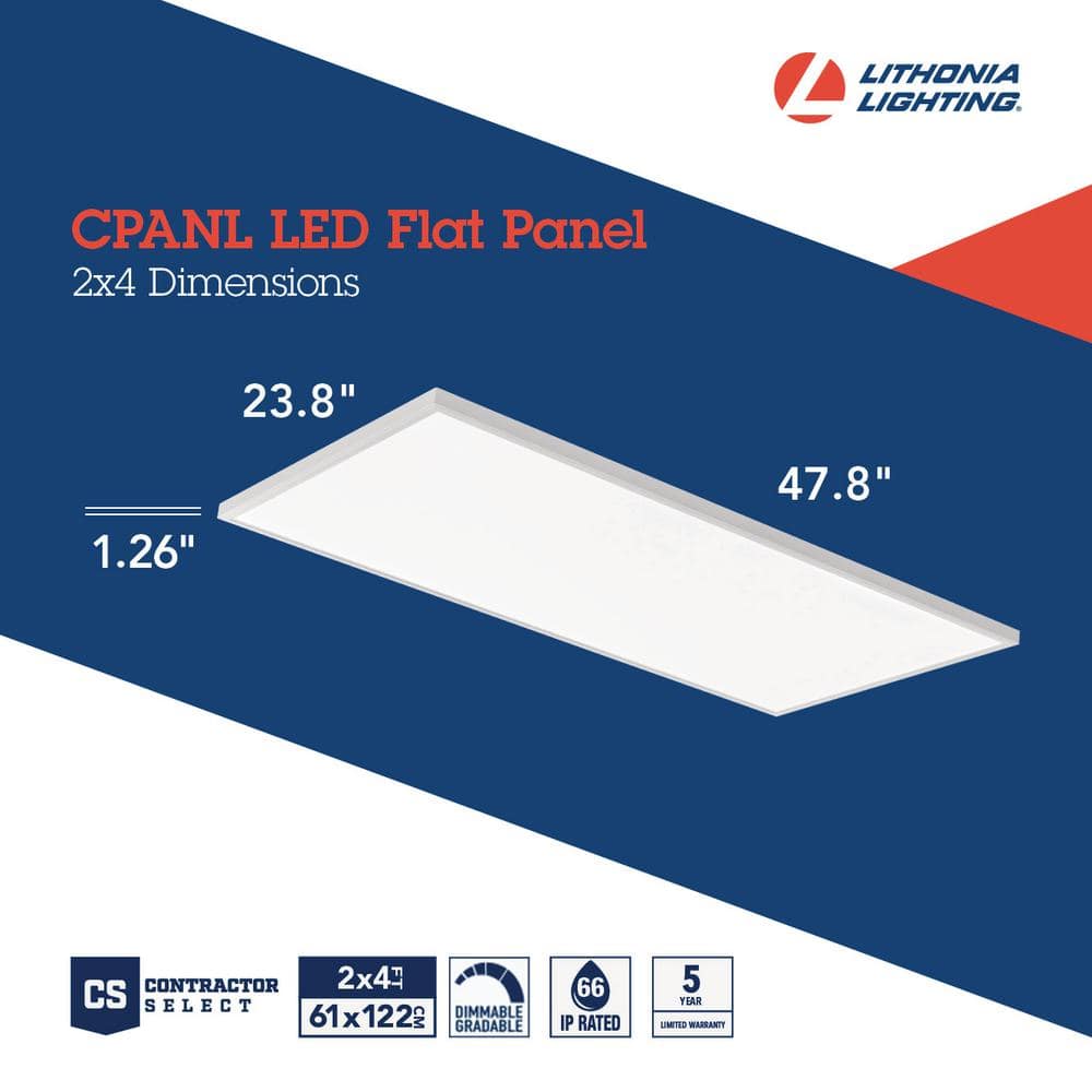 Lithonia Lighting Contractor Select CPANL 2 ft. x 4 ft. 4000/5000/6000 Lumens White Integrated LED Flat Panel Light