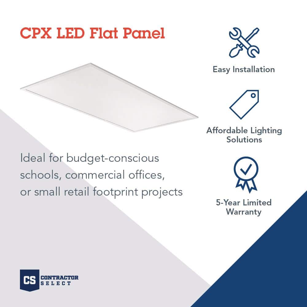 Lithonia Lighting CPX 23.8 in x 47.8 in. 200-Watt Equivalence 4000 Lumen Integrated LED White Troffer Light 4000K (2-Pack)