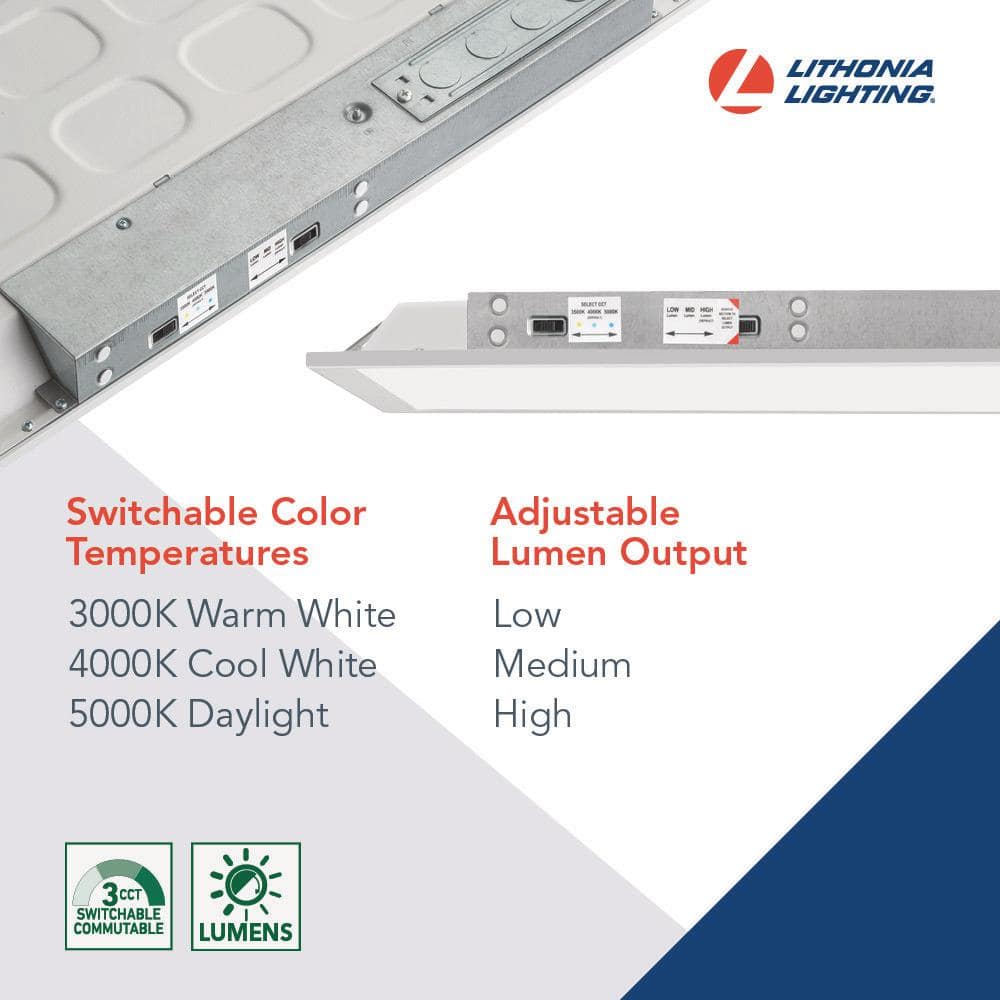 Lithonia Lighting CPX A12 Lens 2 ft. x 4 ft. 128-Watt Equivalent Adjustable Lumens Integrated LED White Troffer Light with Switchable CCT