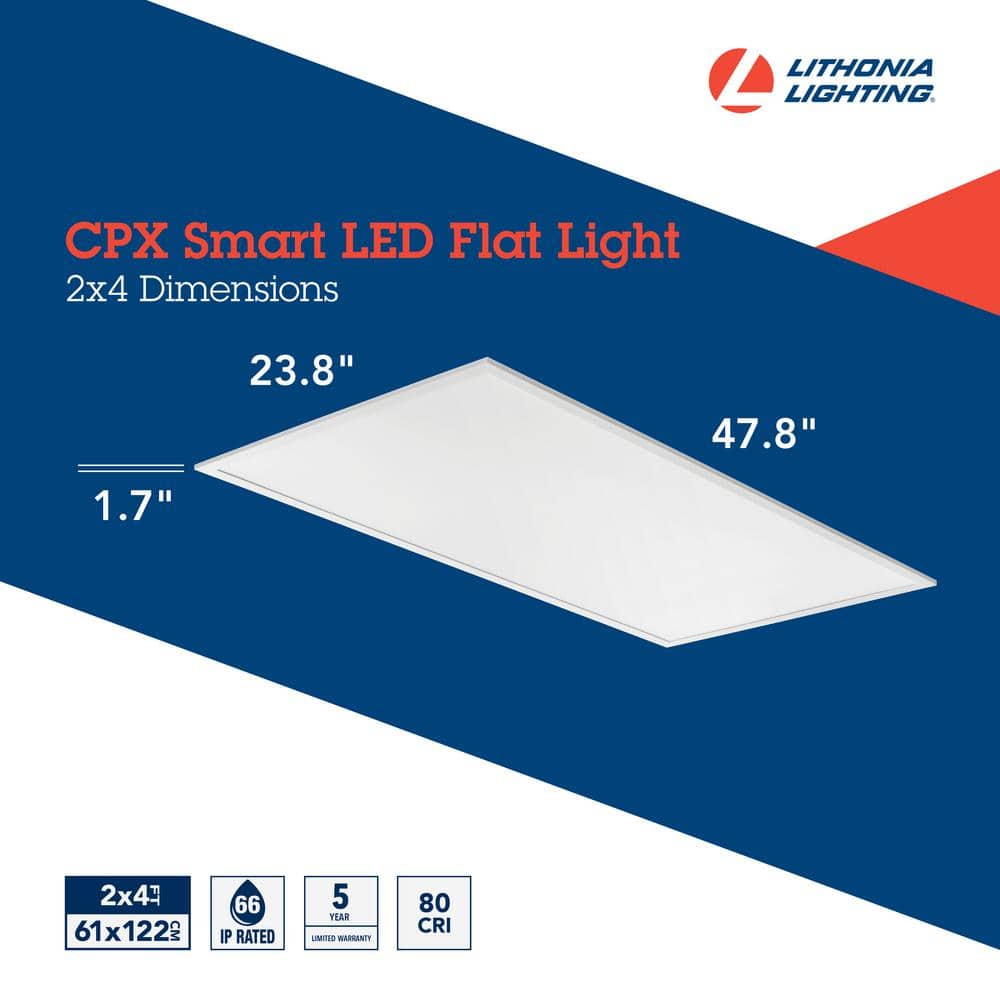 Lithonia Lighting 2 ft. x 4 ft. Smart Adjustable Lumen Integrated LED Tunable White Troffer Light with hidden motion sensor