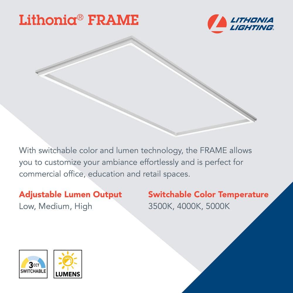Lithonia Lighting Contractor Select LFRM 23.78 in. x 47.76 in. 4000/5000/6000 Lumens 3500K/4000K/5000K White Integrated LED Troffer Light