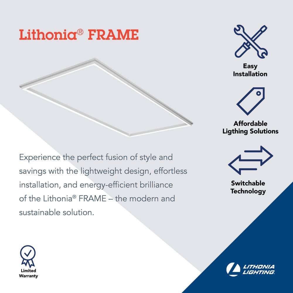 Lithonia Lighting Contractor Select LFRM 23.78 in. x 47.76 in. 4000/5000/6000 Lumens 3500K/4000K/5000K White Integrated LED Troffer Light