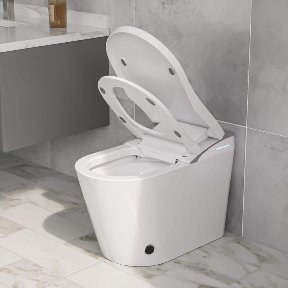 Logmey Smart Elongated Bidet Toilet with Auto Flush & Heated Seat in White