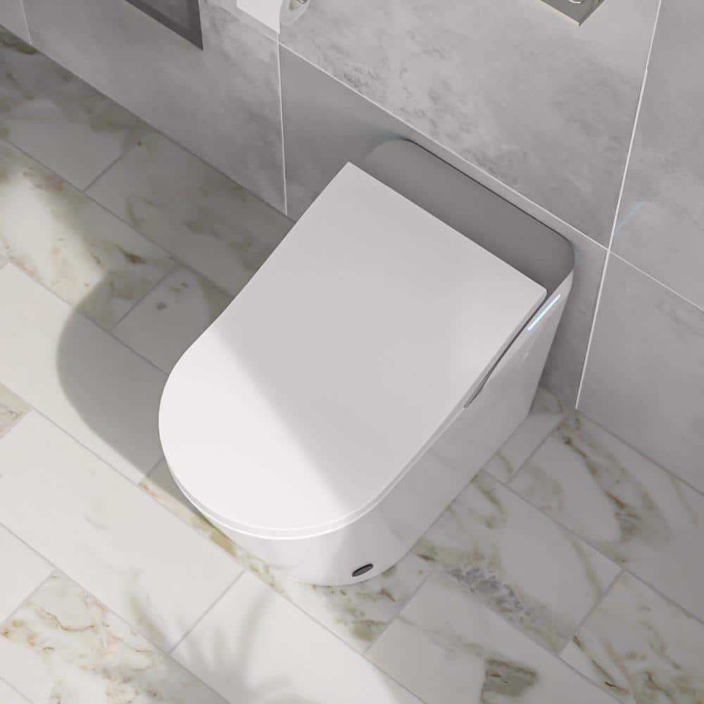Logmey Smart Elongated Bidet Toilet with Auto Flush & Heated Seat in White