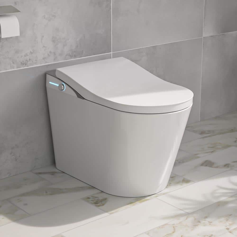 Logmey Smart Elongated Bidet Toilet with Auto Flush & Heated Seat in White