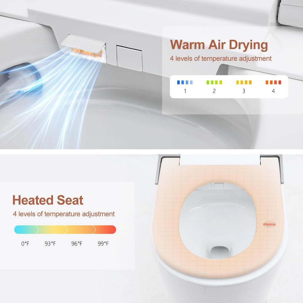 Logmey Smart Elongated Bidet Toilet with Auto Flush & Heated Seat in White