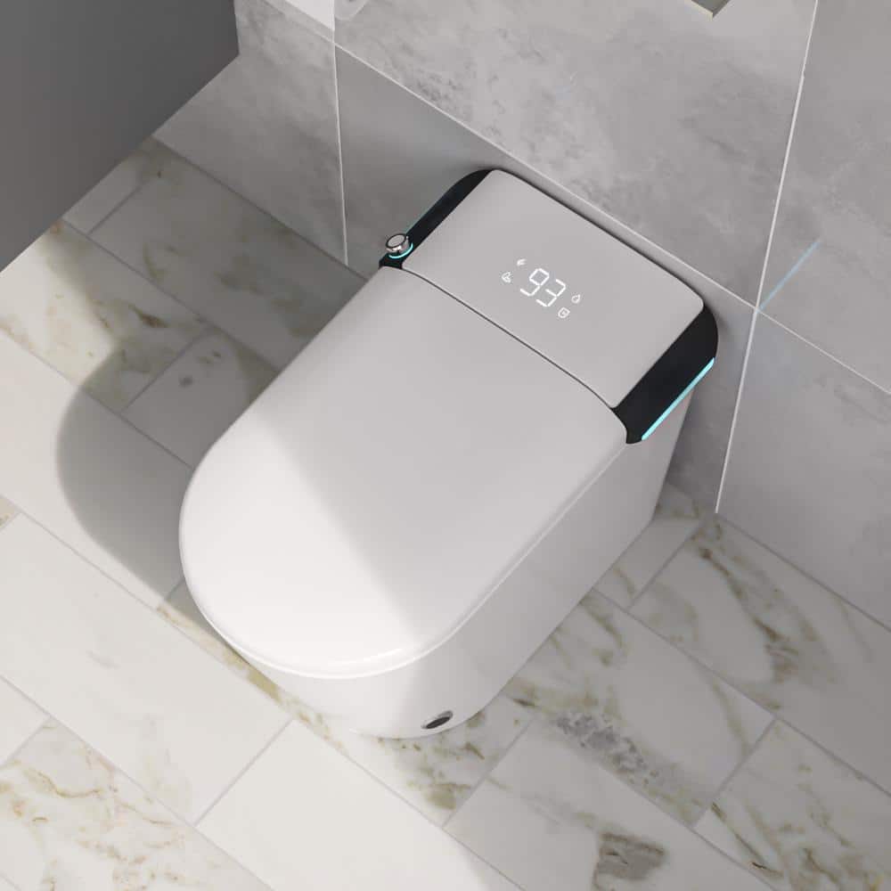 Logmey Smart Elongated Bidet Toilet with Auto Features and Aromatherapy - White