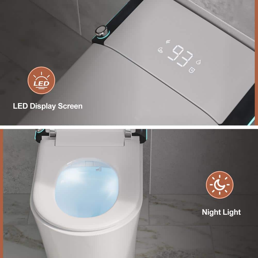 Logmey Smart Elongated Bidet Toilet with Auto Features and Aromatherapy - White