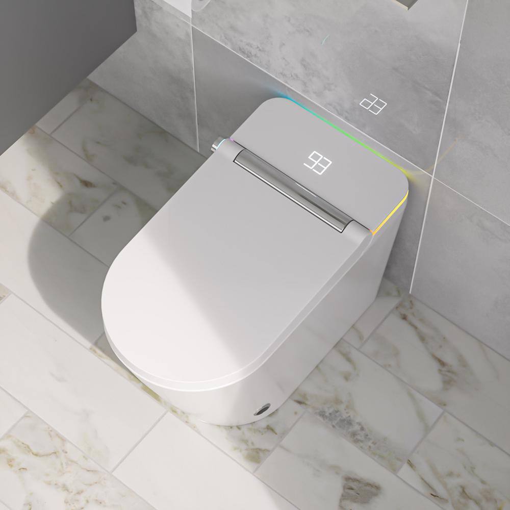 Logmey Smart Elongated Bidet Toilet with Mood Light and Auto Features