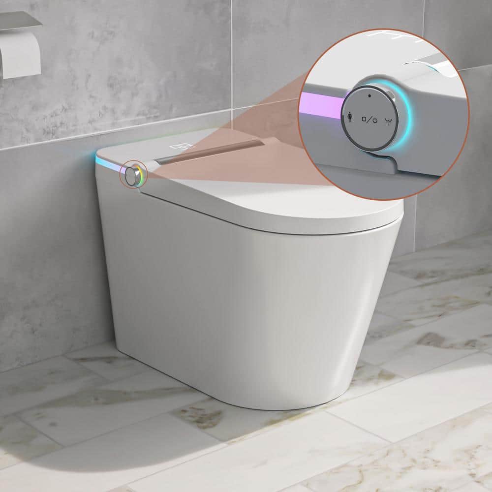 Logmey Smart Elongated Bidet Toilet with Mood Light and Auto Features