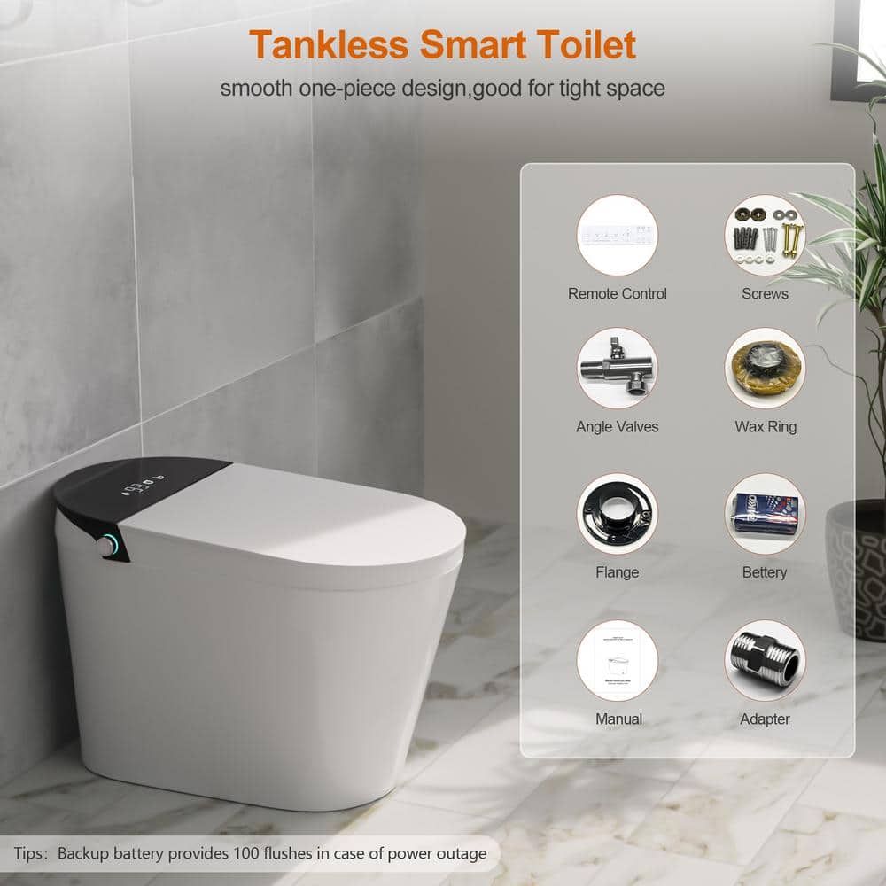 Logmey Elongated Smart Toilet | Heated Seat, Auto Flush, Night Light, Remote Control | MT-7G610