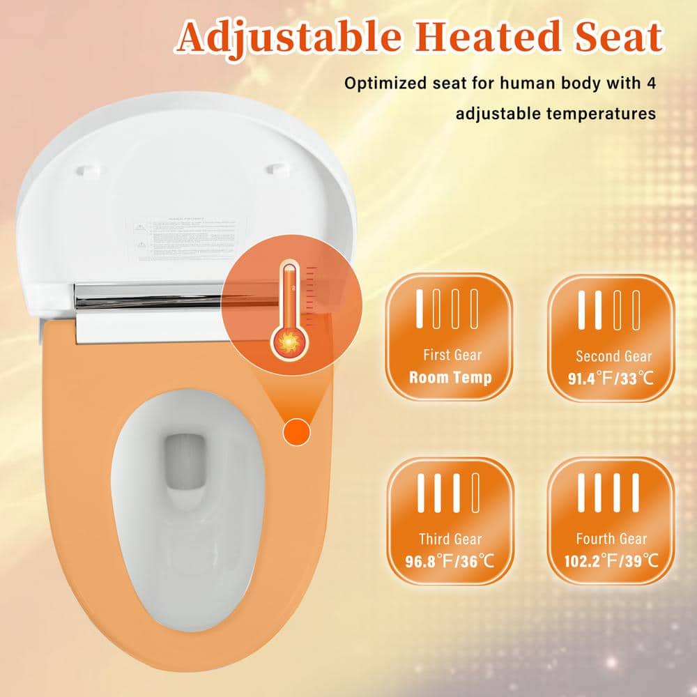 Logmey Elongated Smart Bidet Toilet with Heated Seat, Auto Flush, and Night Light