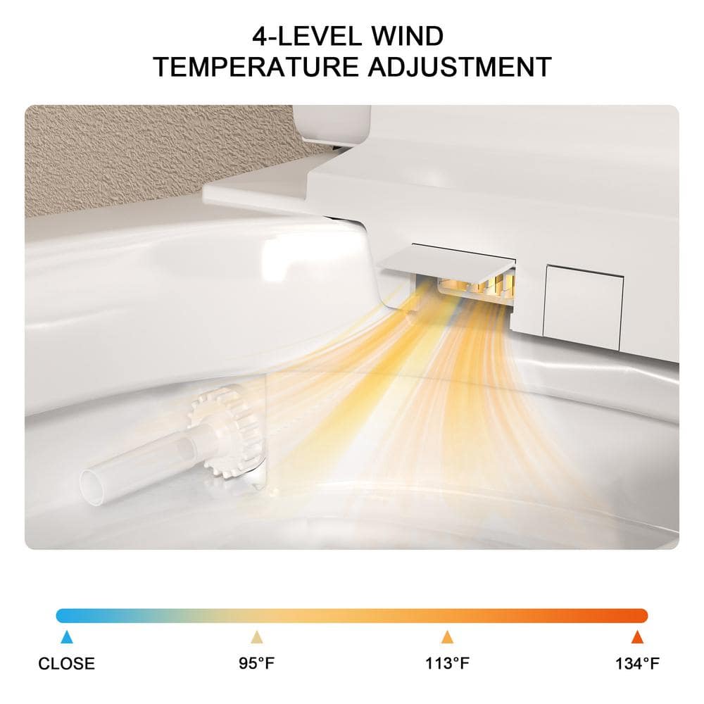 LORDEAR Luxury Elongated Smart LED Bidet Toilet with Automatic Flush and Dryer