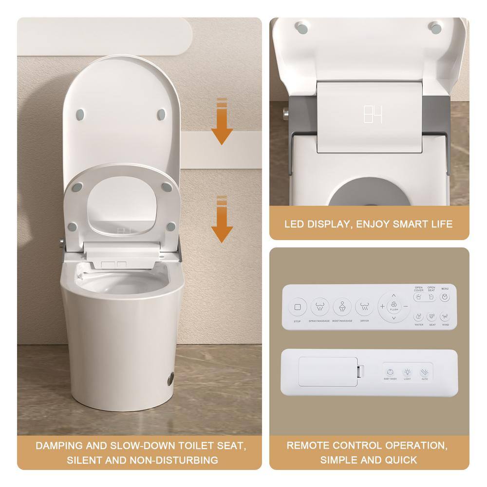 LORDEAR Luxury Elongated Smart LED Bidet Toilet with Automatic Flush and Dryer