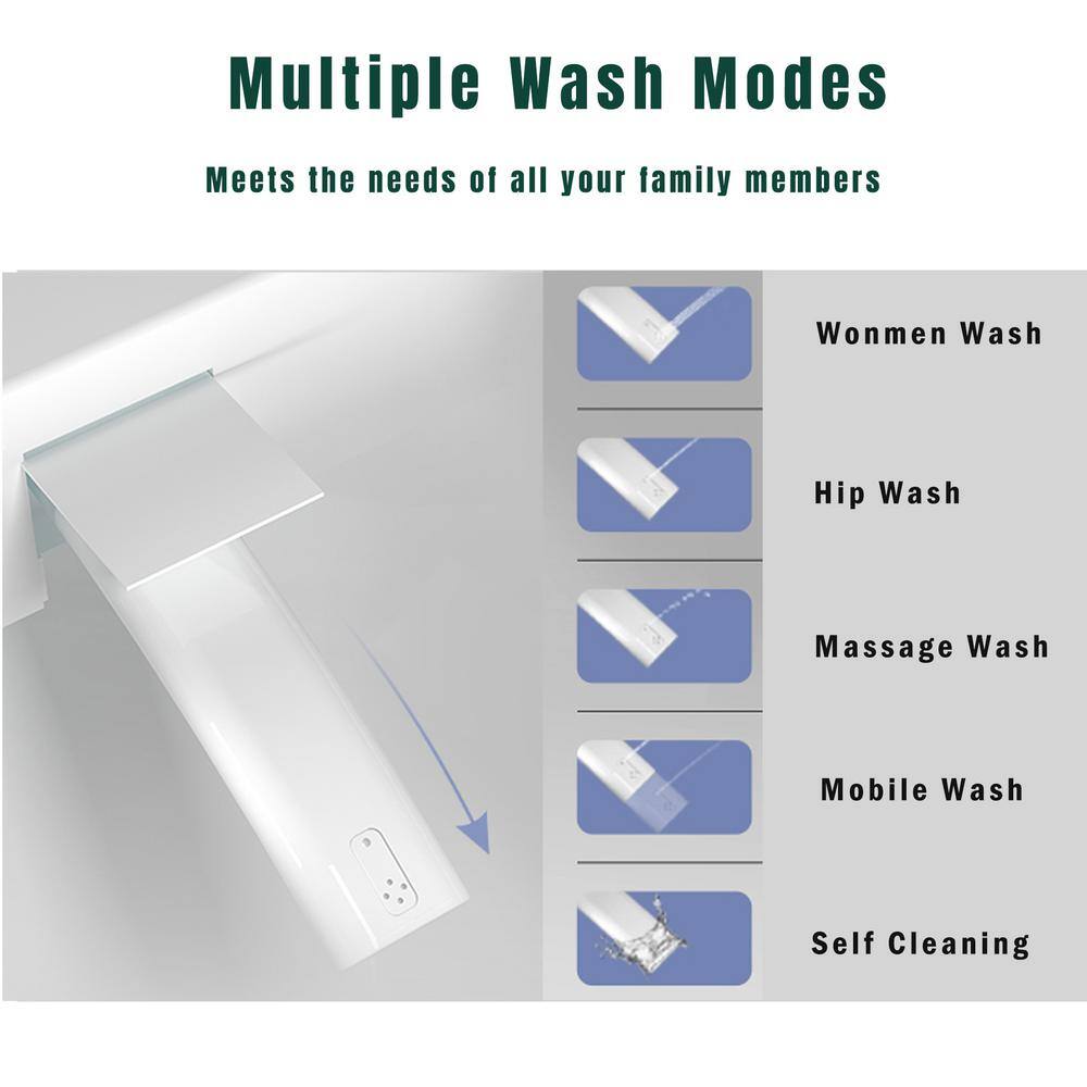 LORDEAR White Smart Elongated Toilet Bidet with Auto Open/Close and LED Display