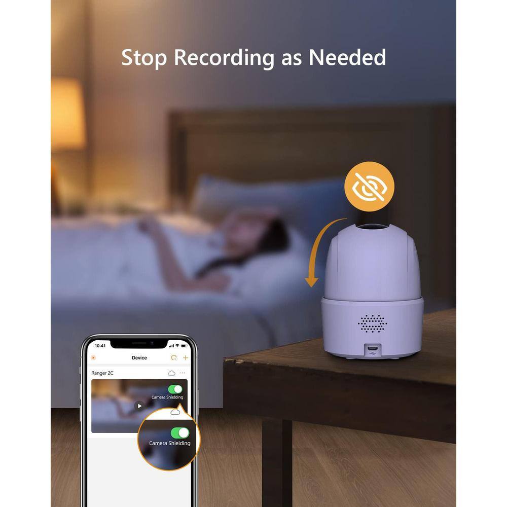 Lukyamzn Wired Indoor Hardwired WiFi Security Camera with Color 10m Night Vision, 2-Way Audio, Human Detection White Finish