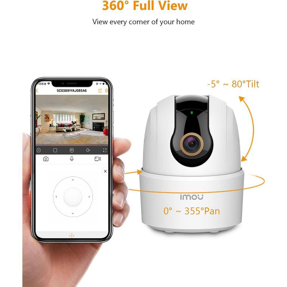 Lukyamzn Wired Indoor Hardwired WiFi Security Camera with Color 10m Night Vision, 2-Way Audio, Human Detection White Finish