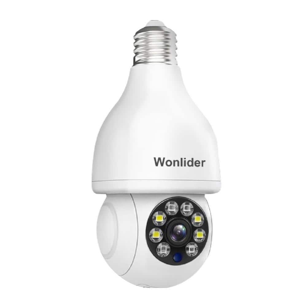 Lukyamzn Wireless Indoor Plug-in WiFi Security Camera with Color Night Vision 2-Way Audio 5G Light Bulb Security Camera, White