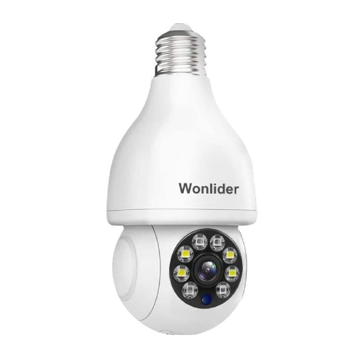 Lukyamzn Wireless Indoor Plug-in WiFi Security Camera with Color Night Vision 2-Way Audio 5G Light Bulb Security Camera, White