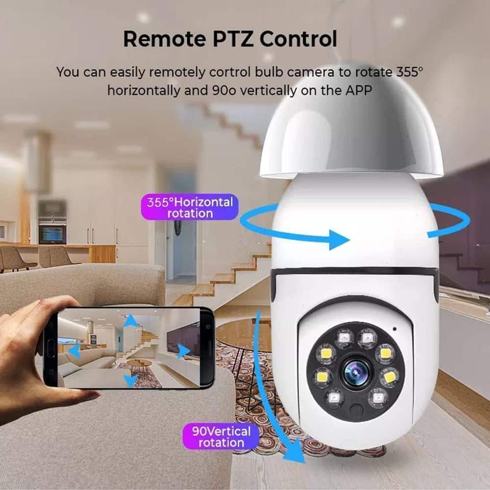 Lukyamzn Wireless Indoor Plug-in WiFi Security Camera with Color Night Vision 2-Way Audio 2.45-5G 4MP Camera E27 Socket, White