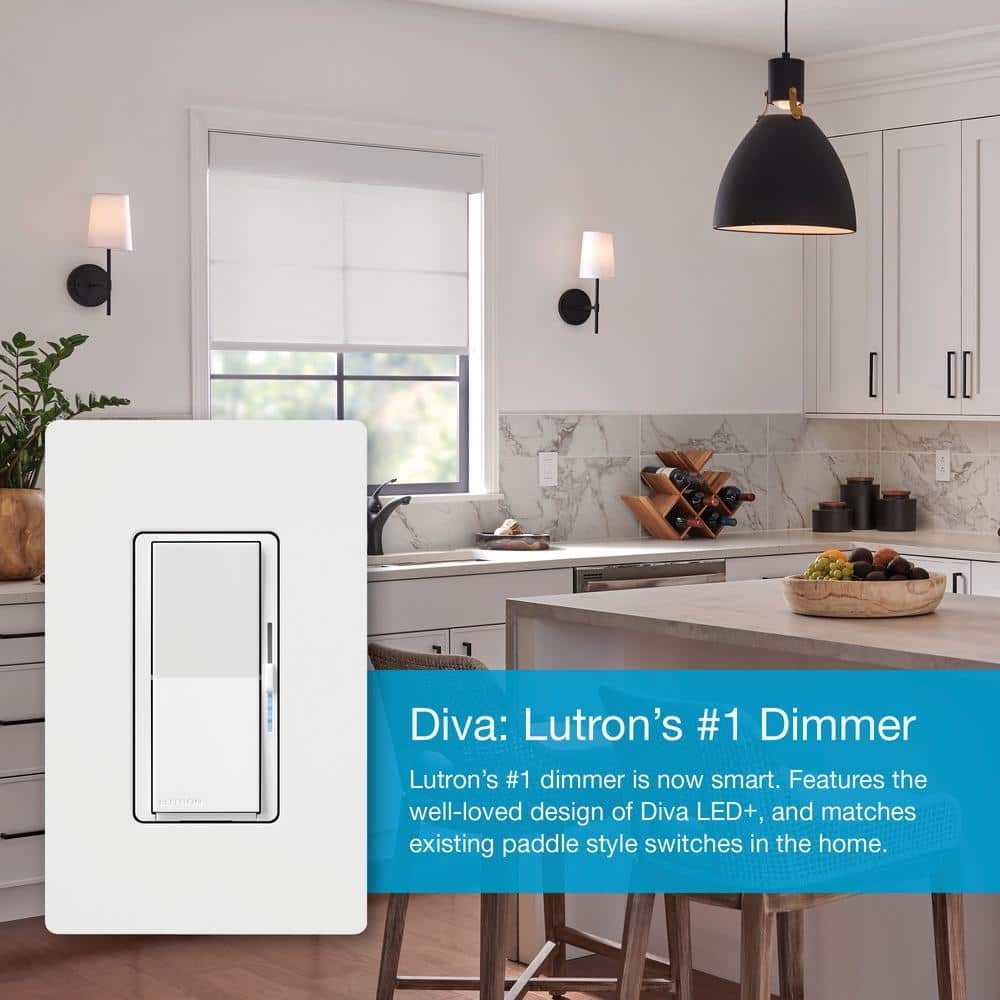 Lutron Diva Smart Dimmer Switch Starter Kit for Caseta Smart Lighting, with Smart Hub + Pico Remote, 150-Watt LED (DVRF-BDG-1D)