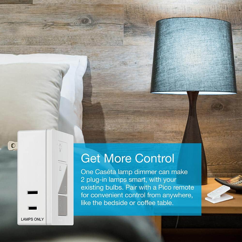 Lutron Caseta Smart Lighting Lamp Dimmer Switch Starter Kit with Smart Hub (P-BDG-PKG1P)