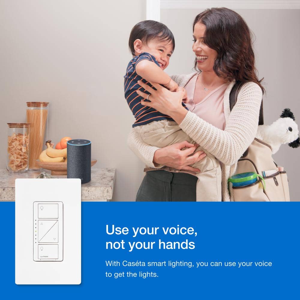 Lutron Caseta Smart Dimmer Switch 3-Way Kit with Remote, 150 Watt LED Bulbs/2 Points of Control, White (P-DIM-3WAY-WH)