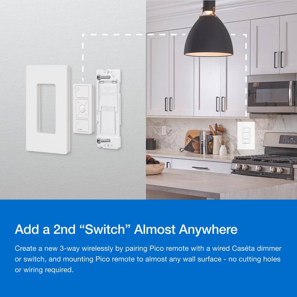 Lutron Caseta Smart Dimmer Switch 3-Way Kit with Remote, 150 Watt LED Bulbs/2 Points of Control, White (P-DIM-3WAY-WH)