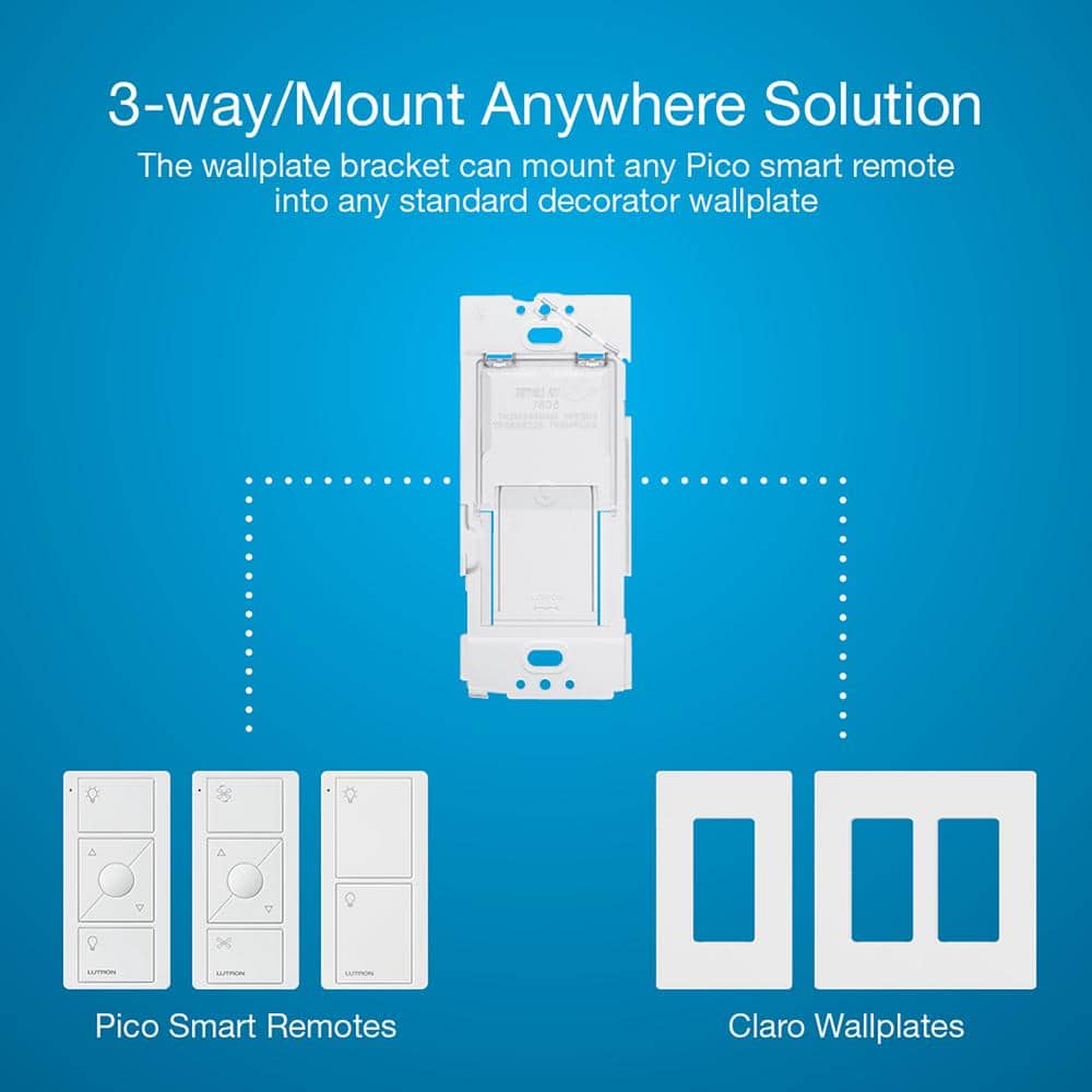 Lutron Caseta Smart Switch 3 Way Kit, with Remote/Bracket, for All Bulbs or Fans, 5A/Neutral Wire Required, White (P-PKG1WS-WH)