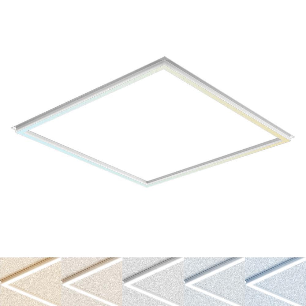 LUXRITE 2 ft. x 2 ft. Frame LED Panel Lights, 5CCT, 2600/3900/5200 Lumens, 20-Watt/30-Watt/40-Watt, Dimmable, Damp Rated, ETL
