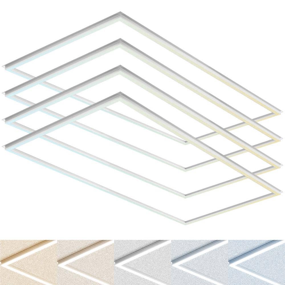 LUXRITE 2 ft. x 4 ft. Frame LED Panel Lights, 5CCT, 5200/6500/7800 Lumens, 40W/50W/60 Watt, Dimmable, Damp Rated, ETL 4 Pack